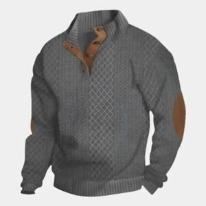 Cross And Crown NWT Gray Cable Knit Sweater with Brown Accents